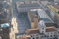 Cremona panorama of the cities seen from the Torrazzo tower at sunset Royalty Free Stock Photo