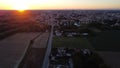 Cremona Lombardy Italy at sunset aerial drone view of the city Royalty Free Stock Photo