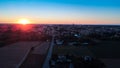Cremona Lombardy Italy at sunset aerial drone view of the city Royalty Free Stock Photo