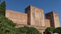 Crenelated thirteenth-century towers of the citadel in the Alhambra of Granada, Spain