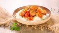 rougail saucisse and rice Royalty Free Stock Photo