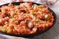 Creole food: jambalaya close-up on a plate. horizontal