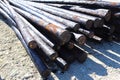 Creosote treated poles Royalty Free Stock Photo