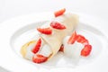 Crepe with cream and fresh strawberries