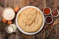 Crepe with ingredient, jam and chocolate Royalty Free Stock Photo