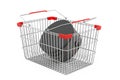 Crepe maker inside shopping basket, 3D rendering