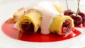 Crepe pancake with cherry