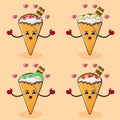 Illustration cute Cartoon Crepe Set Royalty Free Stock Photo