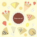 Crepe & sweets color illustration set