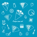 Crepe & sweets icon illustration set