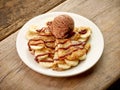 Crepes with banana and chocolate ice cream Royalty Free Stock Photo