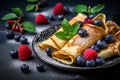 Crepes berries homemade. Generate Ai