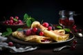 Crepes berries homemade snack cuisine. Generate Ai Royalty Free Stock Photo