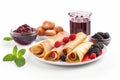 Crepes berries jam food. Generate Ai Royalty Free Stock Photo