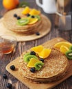 Crepes or bliny with fruits