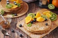 Crepes or bliny with fruits