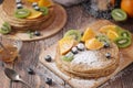 Crepes or bliny with fruits Royalty Free Stock Photo