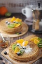 Crepes or bliny with fruits