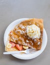 Crepes with Fruit and Whipcream in Oahu Hawaii Royalty Free Stock Photo