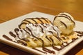 Crepes and ice cream Royalty Free Stock Photo