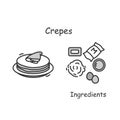 Crepes icon. Traditional french pancakes easy and tasty recipe simple vector illustration Royalty Free Stock Photo