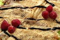 Crepes with raspberry and chocolate cream