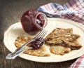 Crepes with raspberry jam