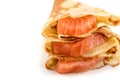 Crepes with Sliced Salmon Fillet Royalty Free Stock Photo