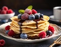 Crepes stacked with blueberries Royalty Free Stock Photo