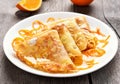 Crepes Suzette on white plate