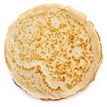 Crepes, tasty thin pancakes on white background