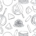 Crepes, thin pancakes. Vector pattern