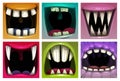 Creppy fantasy monsters mouth set. Vector scary jaws collection. Royalty Free Stock Photo