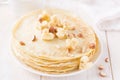 Creps with banana hearts Royalty Free Stock Photo