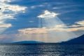 Crepuscular rays over the sea