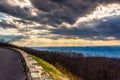 Crepuscular rays over the Appalachians, seen from Skyline Drive Royalty Free Stock Photo