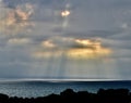 Crepuscular Rays Over Lake Michigan #1 Royalty Free Stock Photo