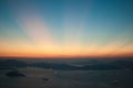 Crepuscular rays after sunset Royalty Free Stock Photo