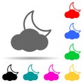 crescent behind the cloud multi color style icon. Simple thin line, outline vector of web icons for ui and ux, website or mobile Royalty Free Stock Photo