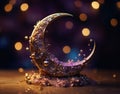 crescent on blurry background with shiny stars Royalty Free Stock Photo