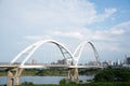 Crescent Bridge with blue sky