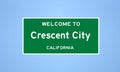Crescent City, California city limit sign. Town sign from the USA