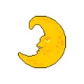 Crescent face pixel art. 8 bit Moon With Face. pixelated Vector illustration