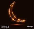 Crescent fireworks. The Crescent consists of sparks and fire. Festive bright fireworks. Decorative element for celebrations and
