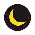 Crescent half moon icon elegant black round button