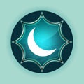 Crescent half moon icon magical glassy sunburst blue button sky blue background Royalty Free Stock Photo