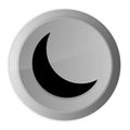 Crescent half moon icon metal silver round button metallic design circle isolated on white background black and white concept