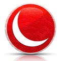 Crescent half moon icon metallic grunge abstract red round button illustration