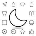 crescent icon. Simple thin line, outline vector element of minimalistic, web icons set for UI and UX, website or mobile Royalty Free Stock Photo