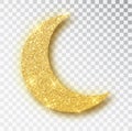 Crescent Islamic for Ramadan Kareem design element isolated. Gold glitter moon vector icon of Crescent Islamic isolated Royalty Free Stock Photo